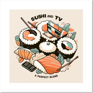 sushi and tv : a perfect blend Posters and Art